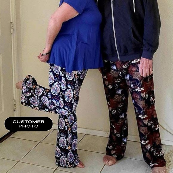 Jewel Swirl Tie-Dye Lounge‎ Pants - Blue, Aqua and Purple - Picture 5 of 9